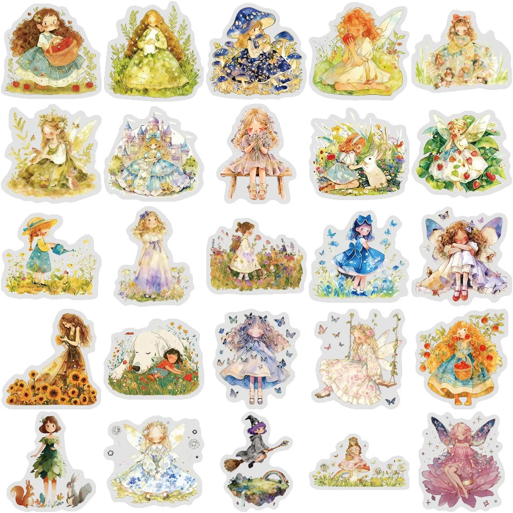 50Pcs Fairytale Princess Stickers Castle Decals Fantasy Pink Vinyl Art Set For Adults Journal Stationery Notebook Laptop Decor