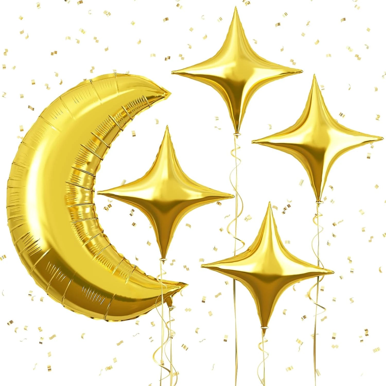 5pcs/Set 36Inch Gold Moon Foil Helium Balloons Muslim Festiva Eid Party Decoration Eid Mubarak Ramadan Kareem Hajj Party Supplie