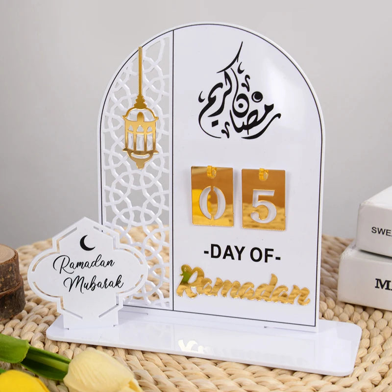 Acrylic Ramadan Countdown Calendar Gifts Day of Ramadan Calendar with Replacing Number 2026 Eid Mubarak Home Decoration Ornament