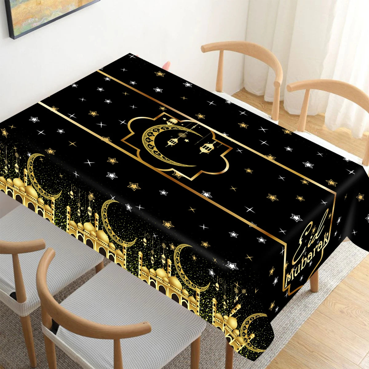 Eid Mubarak Tablecloths Ramadan Decoration for Home 2025 Islamic Muslim Party Decor Ramadan Tableware Supplies Eid Al Adha Gift