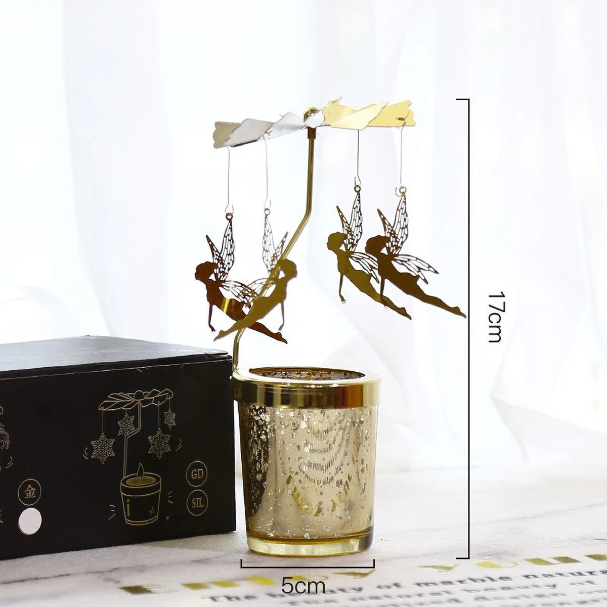 Gold Metal Rotating Tealight Candle Holder for Table Design Candlesticks‌ - Elegant Dining Room Decor, Unique Centerpiece