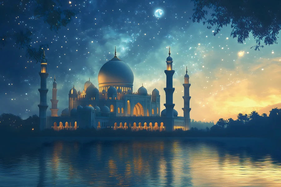 Ramadan Mubarak Backdrops Eid Al Adha Moon Islam Muslim Celebration Eid Party Night Decoration Background Photo Shoot Prop Gift