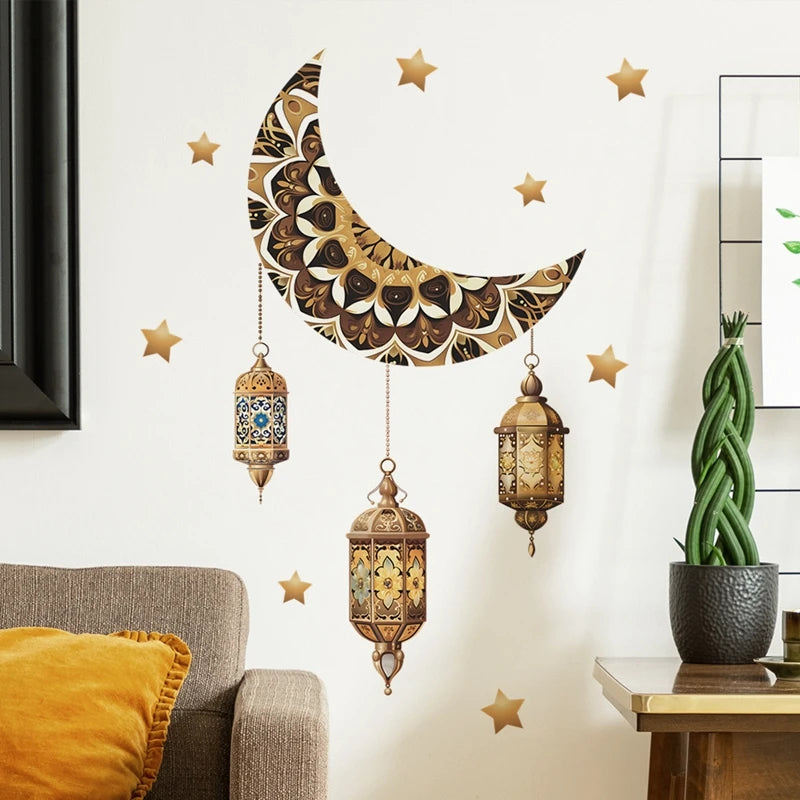 Ramadan Decorative Sticker Wall Decoration Eid Mubarak Stickers Islamic Home Decor Muslim Party Decals Islamic Gifts