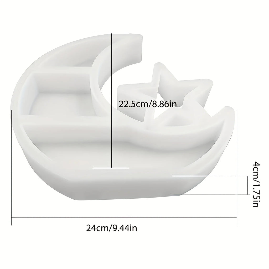 1pc- Moon Star Stand resin mold, New Moon display stand tray silicone mold, DIY jewelry stand storage rack home decoration