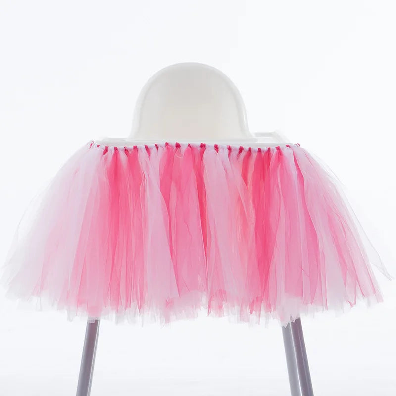 Tutu Chair Skirt Mesh Chair Skirt Children's Table Chair Skirt Party Decorative Chair Skirt Baby Birthday Party Decoration