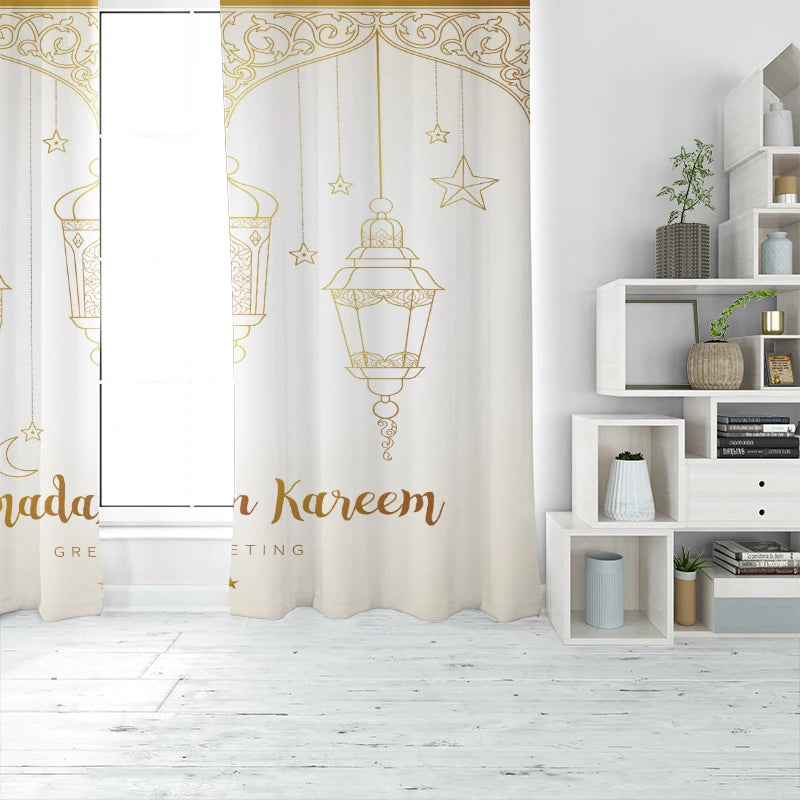 2PCS- Ramadan Auspicious - Ramadan curtain - Living room - Bedroom decorative curtain