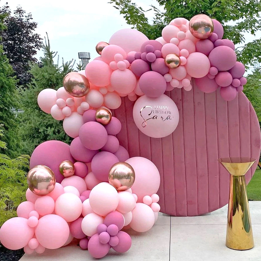 Macaron Pink Balloon Garland Arch Kit Wedding Birthday Party Decor Kids Rose Gold Latex Balloons Baby Shower Decorations Chain