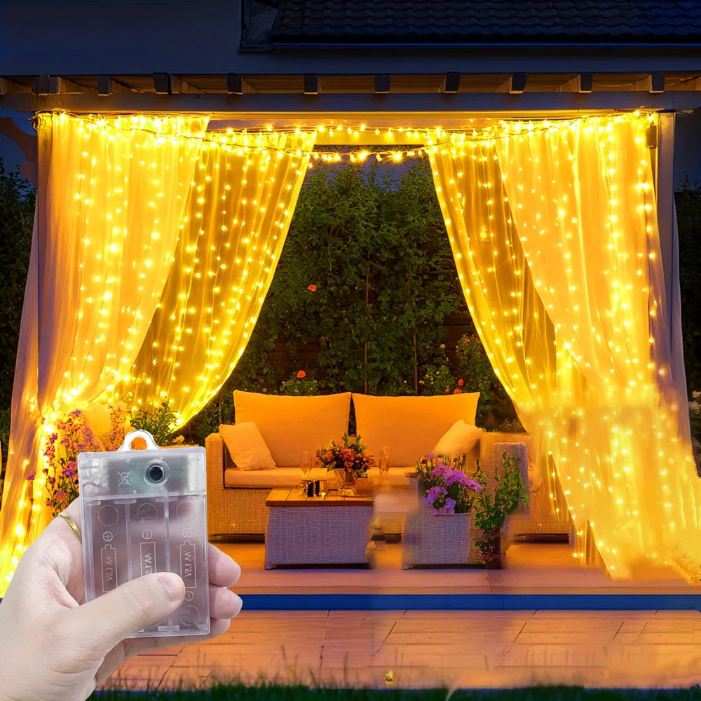 LED Curtain String Light 2026 Ramadan Decoration for Home Fairy Battery Power Valentine's Day Eid Mubarak Wedding Outdoor Decor