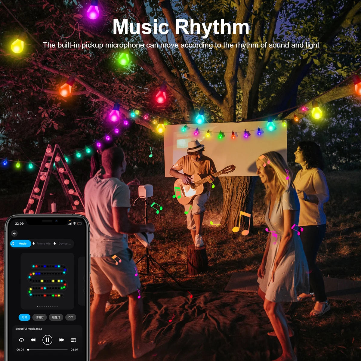 Smart WIFI and Bluetooth G40 LED Bulb String 15M/30M USB Festoon Fairy Lights Room Outdoor Garden Camping Decor Garland Light