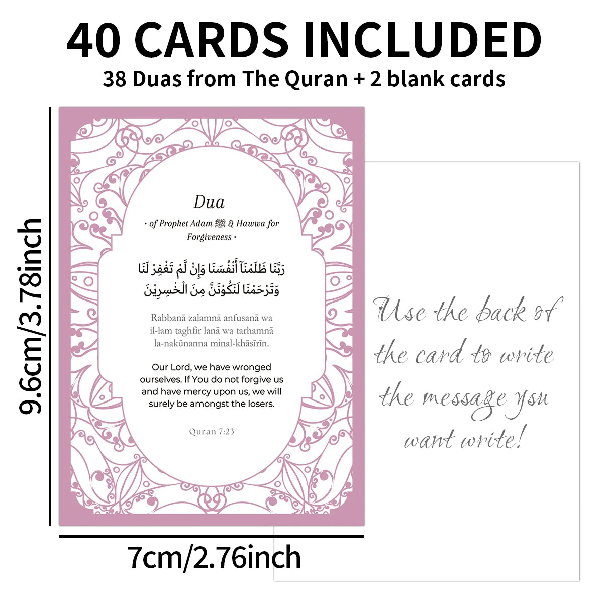 40pcs Ramadan Dua Cards,Quran Dua Flash Cards,Arabic Transliteration&English,Islamic Dua Prayer Card,Eid Gift For Friends Family
