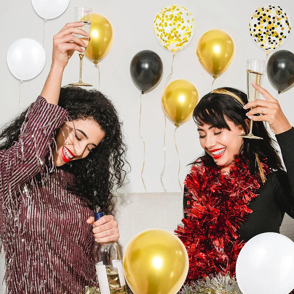 12inch Black Metallic Gold Latex Balloon Set Black Gold Confetti Balloon Graduation Globos Birthday Party Baby Shower Decoration