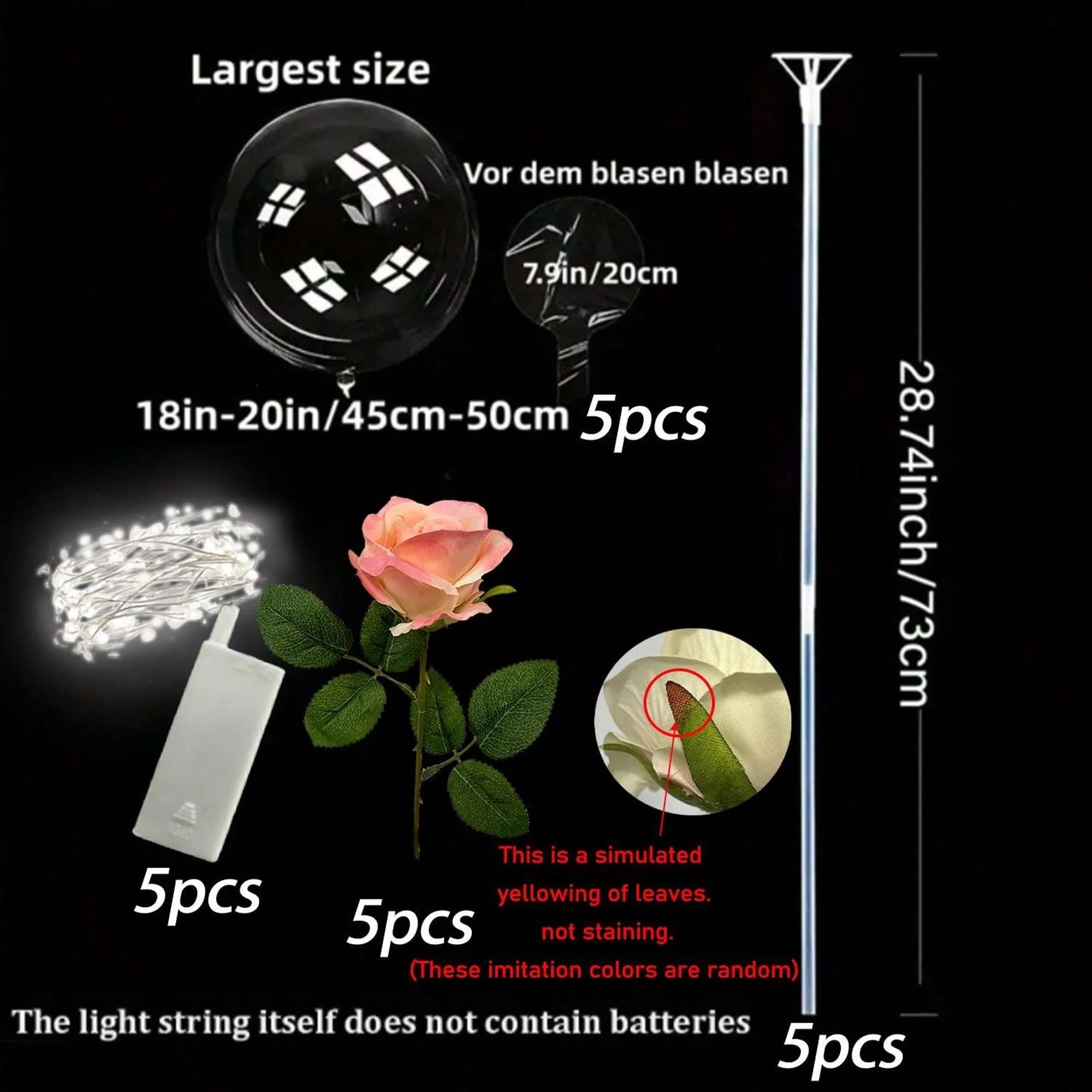 LED light rose bouquet transparent wave balloon, suitable for weddings, anniversaries, birthdays, Valentine's Day, bridal shower