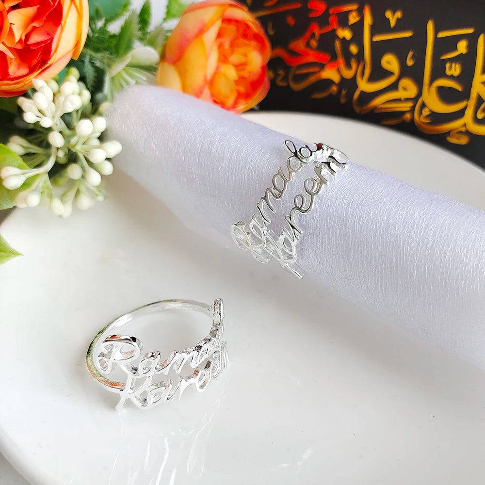 1/6Pcs Ramadan Napkin Rings Gold Bismillah Napkin Holder Ramadan Kareem Eid Mubarak Party Table Supplies Ramadan Decoration 2026