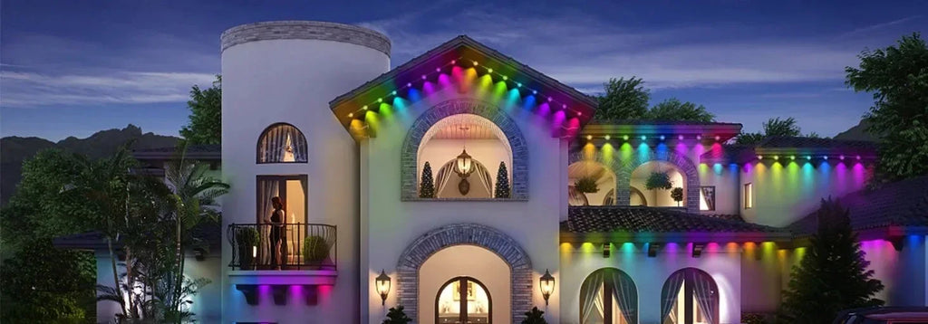 300FT Permanent Outdoor RGB Lights IP67 Waterproof Smart Eave Light DIY Scenes for House Roof Decor Christmas Holiday Daily