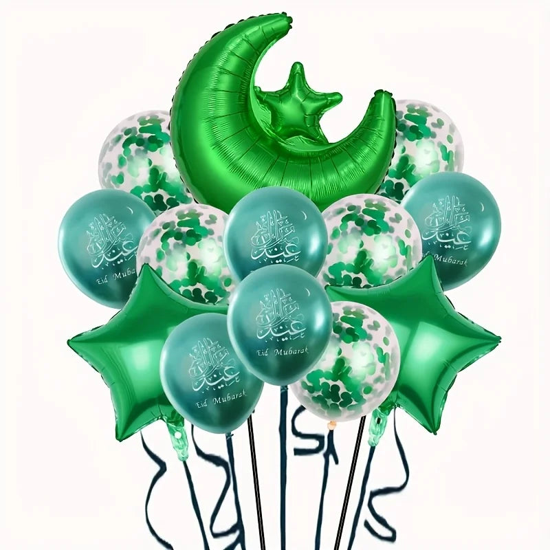 11pcs Eid Mubarak Ornament Moon Star Foil Balloon Colorful Ramadan Home Decoration Kareem Islamic Muslim Party Decor Supply