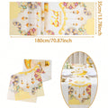 1Pc Eid Mubarak Decorative Table Runner, Gold Painted Star and Moon Table Runner, Muslim Holiday Party Table Runner, Long Tablecloth