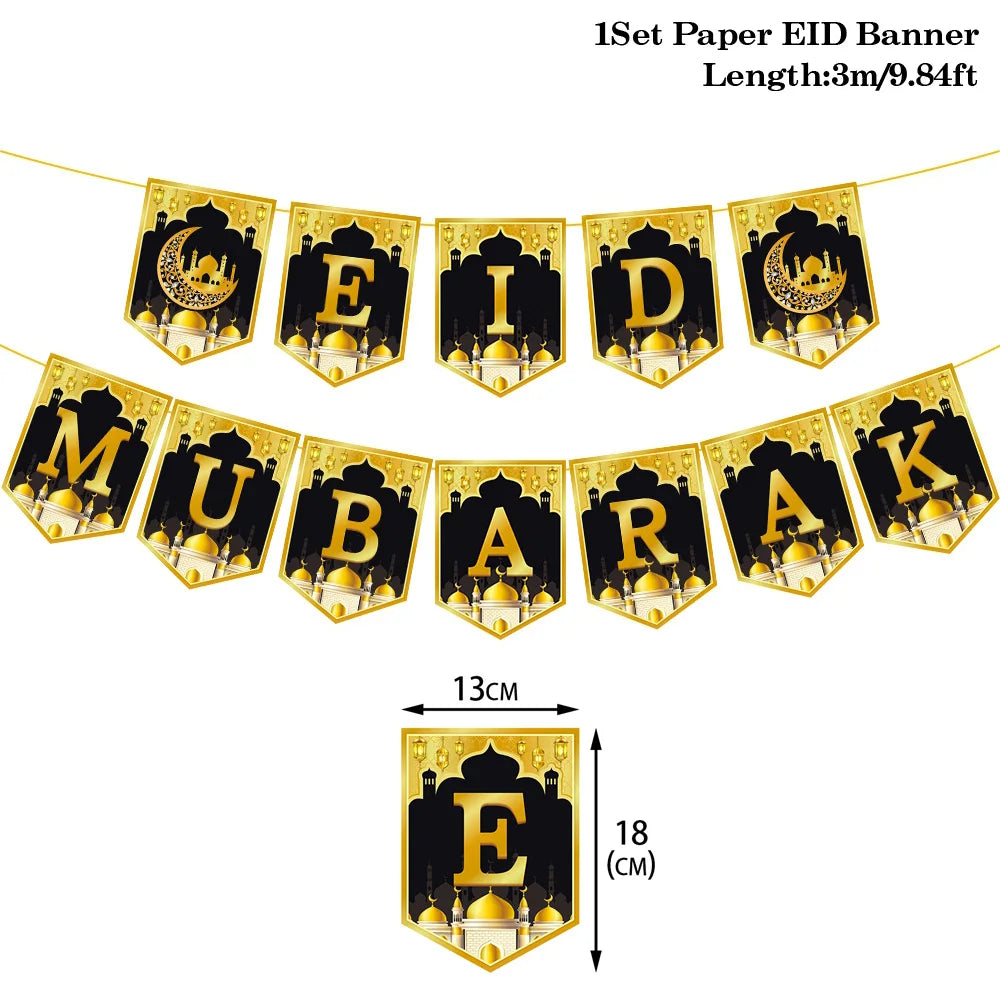 2024 Eid Mubarak Decor Banner Ramadan Mubarak Banner Kareem Ramadan Decoration for Home Islamic Muslim Party Decor Eid Al Adha