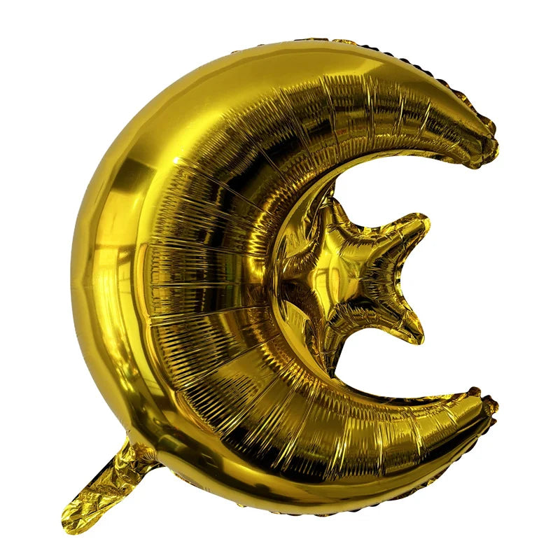 2Pcs 22inch Eid Mubarak Moon Star Foil Balloons Ramadan Kareem Decoration Umrah Mubarak Islamic Muslim Festival Party Supplies