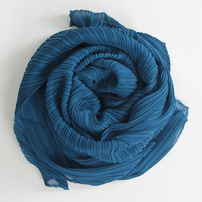 Miyake Pleated Scarf Wide Long Silk 2025 Cape Women Windscreen Shawl Shoulder Designer Korean Scarf Hijabs For Woman
