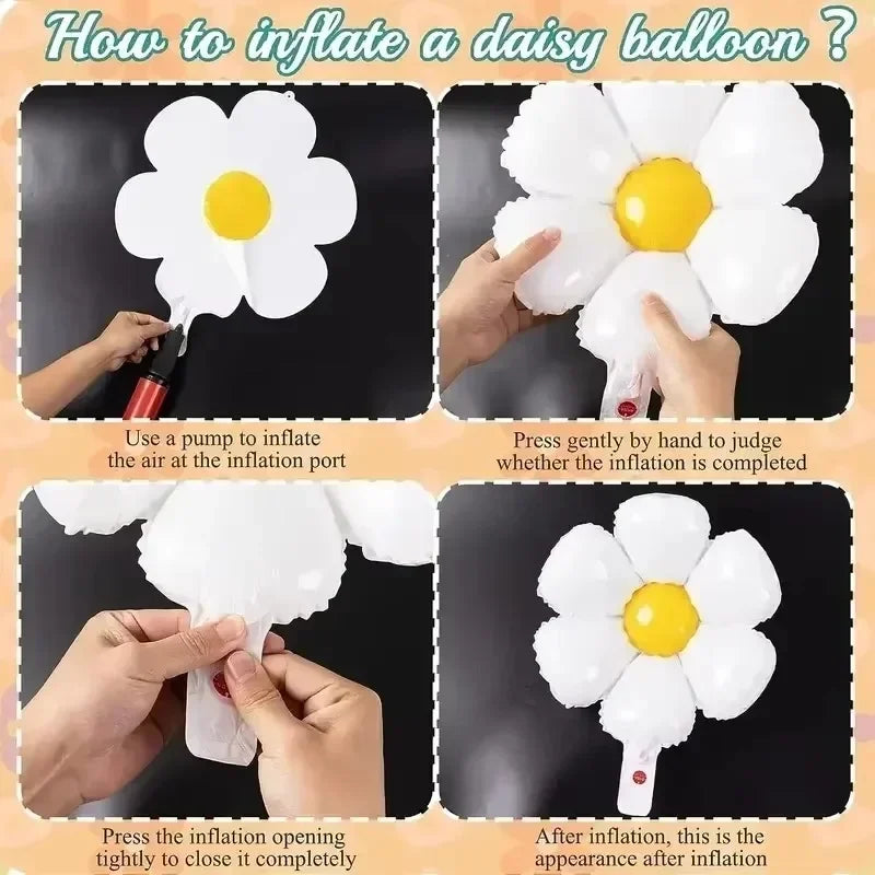 10/1PCS White Daisy Flower Balloon Multi Size Sunflower Foil Balloons Helium Ball Children Birthday Party Baby Shower Decoration