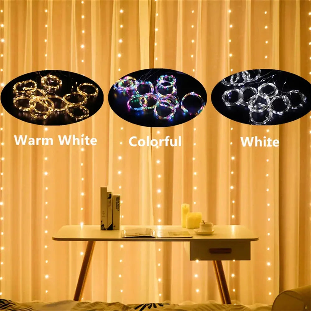 Ramadan Home Decoration LED Fairy Battery Power Outdoor 2026 Valentine's Day Eid Mubarak Bedroom Decoration Curtain Light String