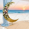 1pcs f30 83in Golden Stainless Steel Crescent Half Moon Wedding Arch Party Stage Backdrop Flower Stand Background Arch ivy332