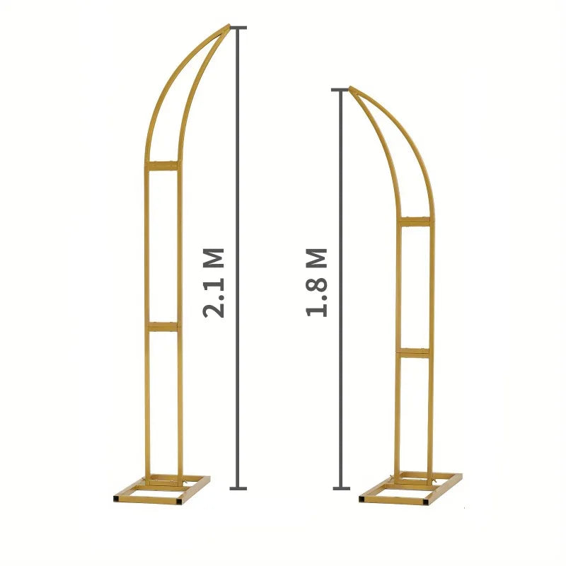 Ox Horn Floral Arch Stand Backdrop Heavy Duty Wedding Party Photo Booth Decor Adjustable Event Props Half Moon Curved Shelf