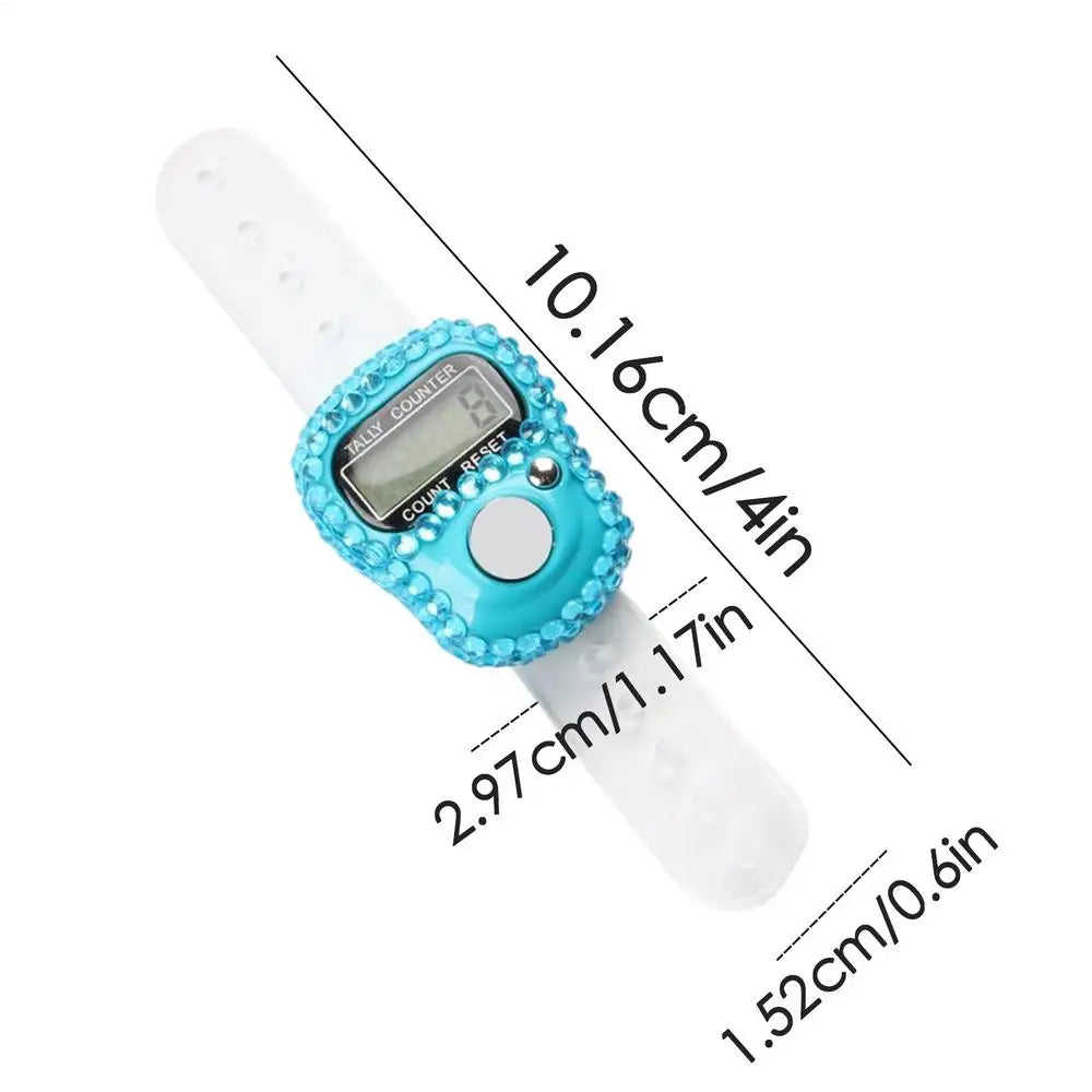 Electronic Finger Counter LCD Digital Display Finger Counter Resettable Lap Record Ring Manual Knitting Row Tally Ring, Battery Included