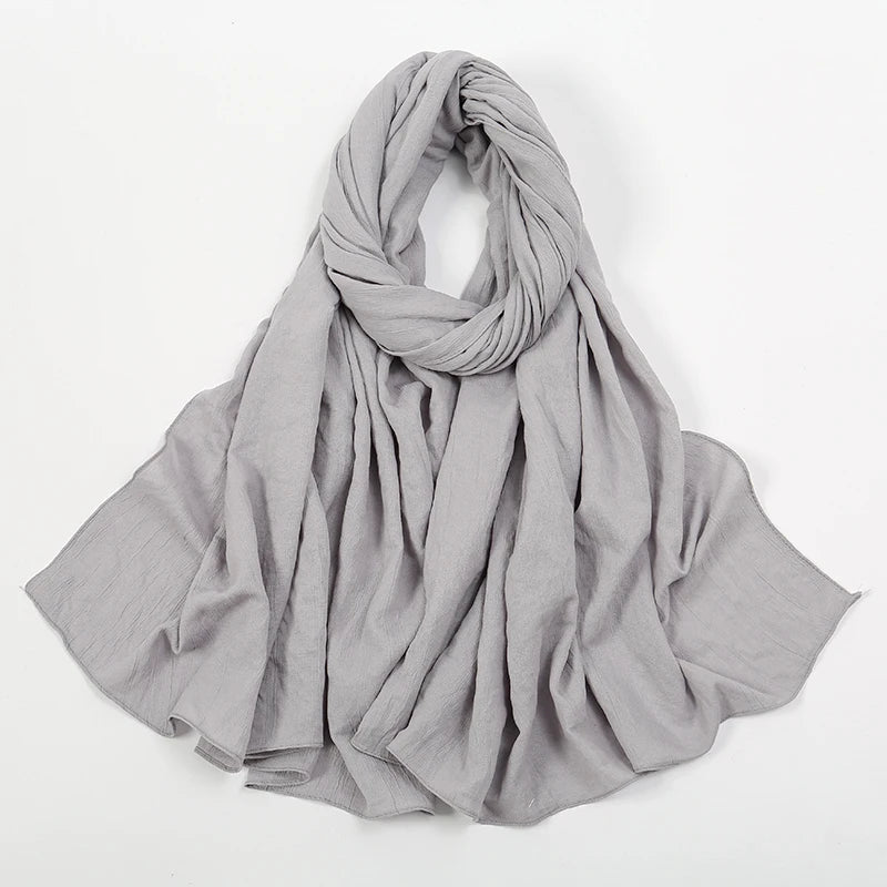 Fashion Muslim Crinkle Hijab Scarf For Women Musulman Soft Cotton Headscarf Islamic Hijab Long Shawls And Wraps Turban 180*90cm