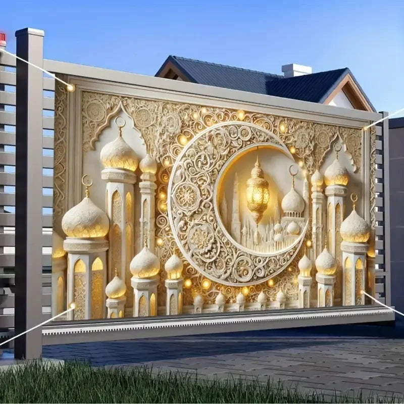Moon Lantern Eid Mubarak Backdrop Banner Arabian Ramadan Mubarak Photo Background Islamic Muslim Festival Decorations