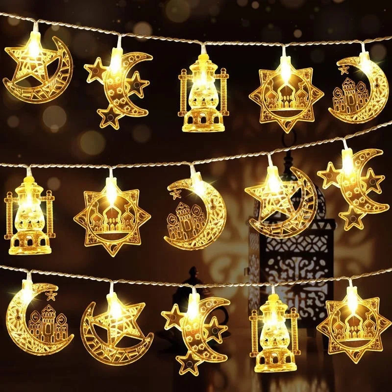 Ramadan Decorations 2026 Moon Star Castle LED String Lights Islam Muslim Festival Party Lantern Eid Mubarak Decoration for Home