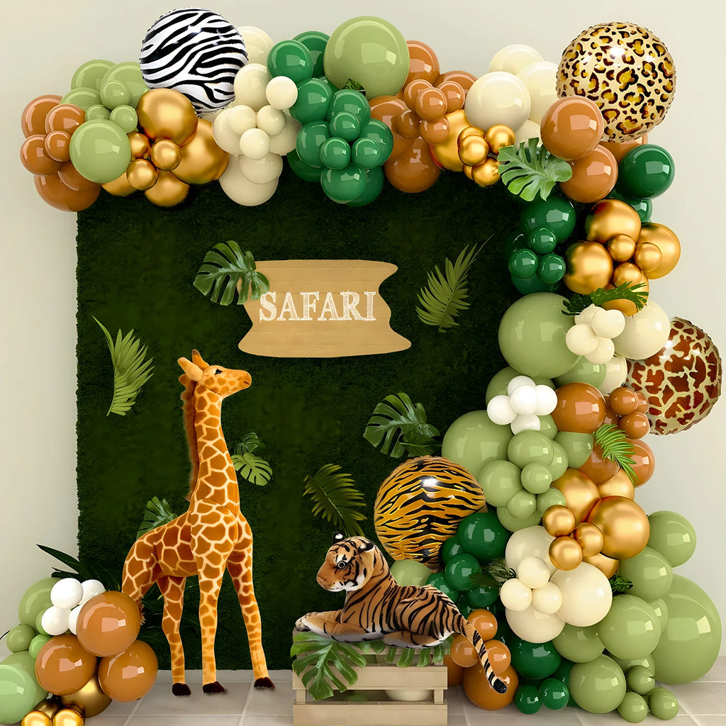 Jungle Animal Balloon Garland Arch Kit 1st Birthday Party Decoration Kids Boy BabyShower Decor Latex Balloons