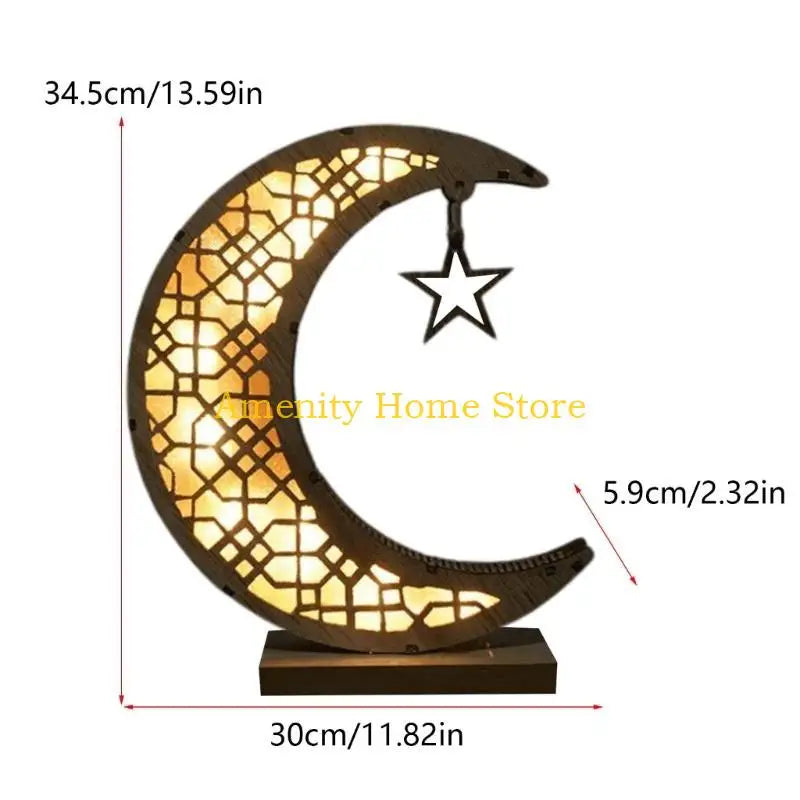 F26C Ramadan Eid Night Light Moon Lamp Decorative Lantern Islamic Muslim Festival Decoration Eid Party Supplies Muslim Gifts