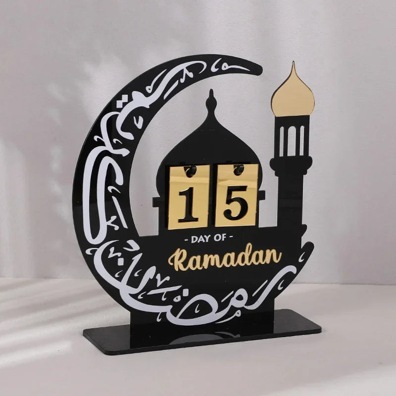 Acrylic Ramadan Countdown Calendar Gifts Day of Ramadan Calendar with Replacing Number 2026 Eid Mubarak Home Decoration