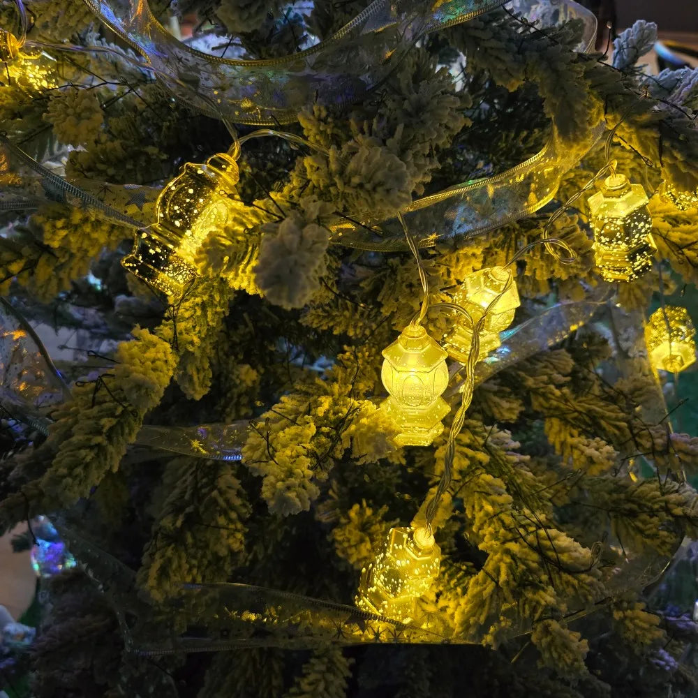1PC 1.5M10LED Ramadan Moon Star Lantern Fairy String Lights,Battery Operated(Excl), for Ramadan Home Islamic Festival Light