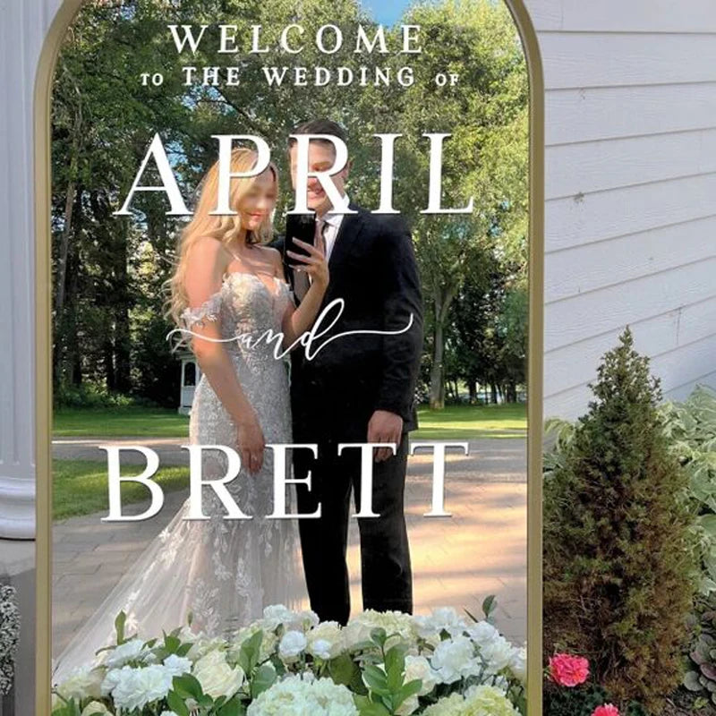 Welcome To Our Wedding Entry Sign Custom Names Vinyl Decal For Mirrors Wedding Decor Custom Welcome Wedding Sign Sticker