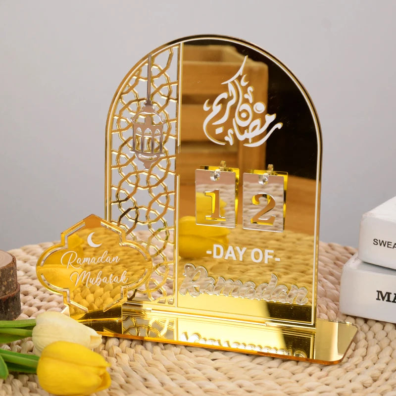 Acrylic Ramadan Countdown Calendar Gifts Day of Ramadan Calendar with Replacing Number 2026 Eid Mubarak Home Decoration Ornament