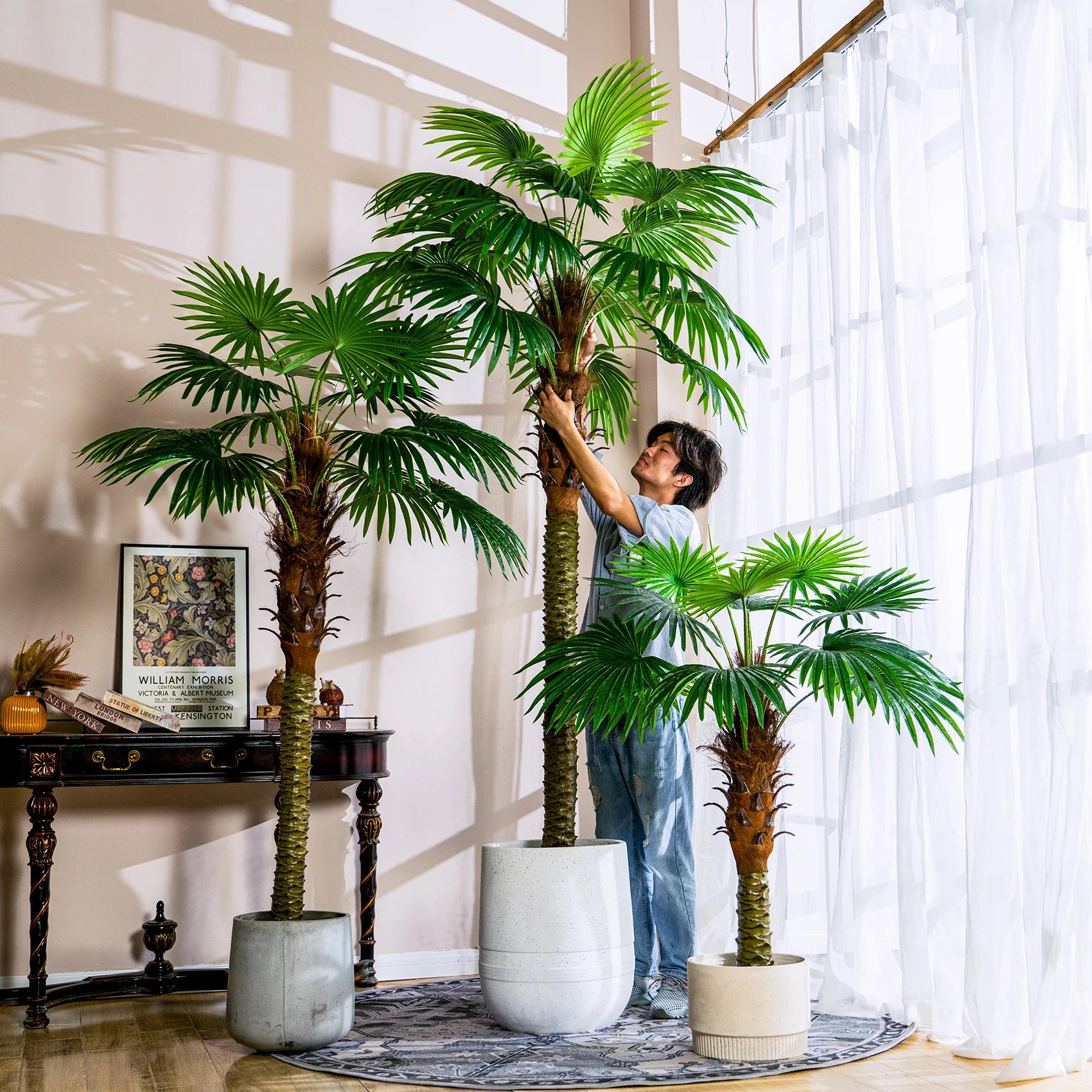 Large Simulation Palm Tree Loose Tail Sunflower Tropical Green Plant False Tree Indoor and Outdoor Decoration Landscape