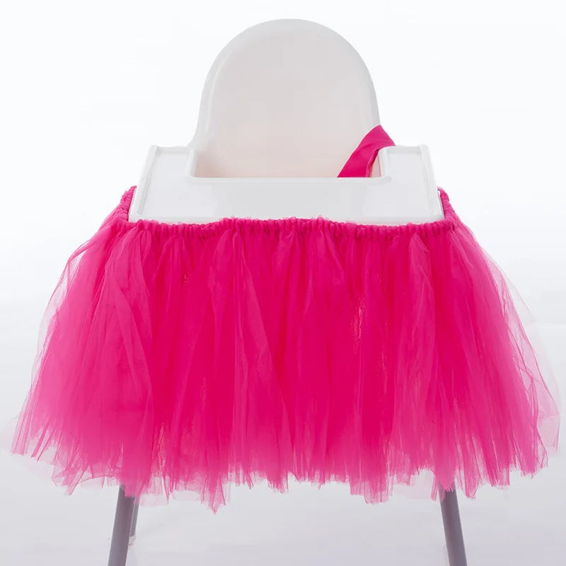 Tutu Chair Skirt Mesh Chair Skirt Children's Table Chair Skirt Party Decorative Chair Skirt Baby Birthday Party Decoration