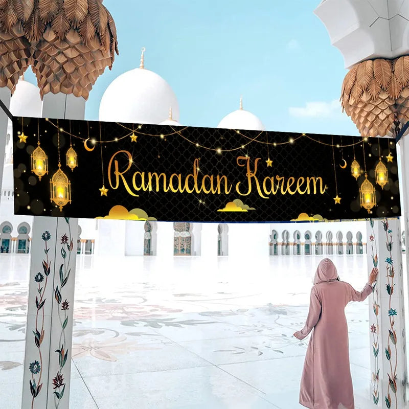 Eid Mubarak Outdoor Banner Flag Ramadan Decoration For Home Islamic Muslim Party Decor EID Gifts Abaya AL Adha Ramadan Kareem