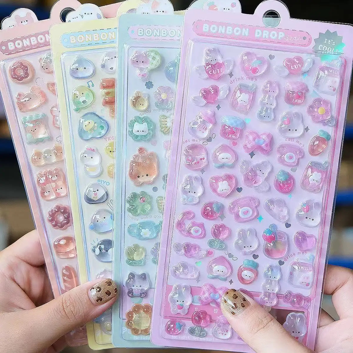 3D Embossed Diamond Stickers Exquisite Cartoon Animals Festival Party Stickers Craft Decals Scrapbooking Decoration Products