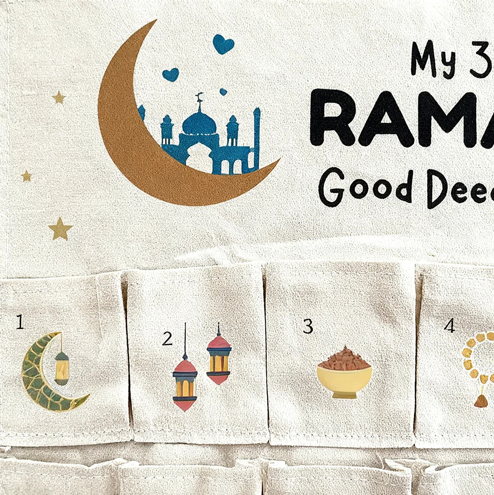 Ramadan 30-Day Advent Calendar for Kids – Eid Kareem Wall Hanging Decor