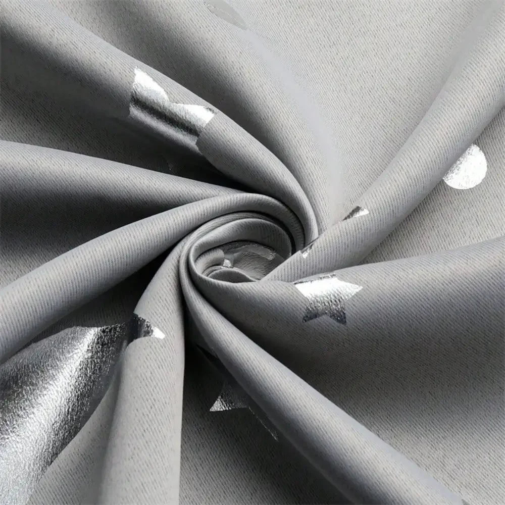 1pc Silver Pressed Star Moon Pattern Blackout Curtain, Window Curtains for Living Room, Bedroom, Kitchen, Home Decor