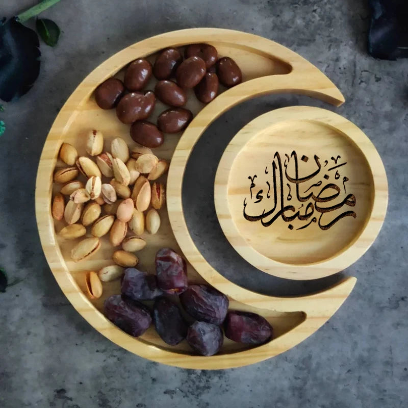 1set Arabic Calligraphy Ramadan Serving Tray Eid Tray Ramadan Home Room Kitchen Decoration Gifts for Family Mubarak Kareem Gift