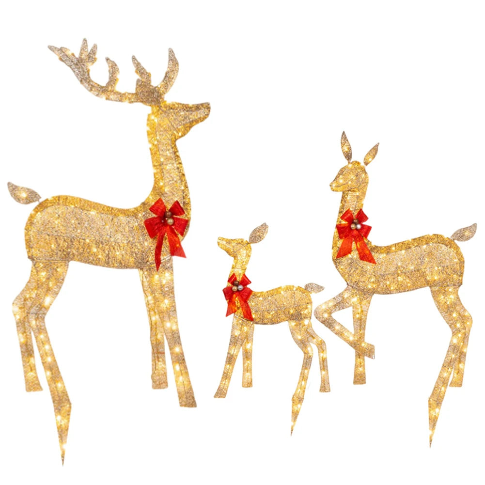 Glowing LED Lights Indoor Outdoor Large Lighted Christmas Deer Family Set Front Yard Porch Holiday Decor Reindeer Xmas Ornament