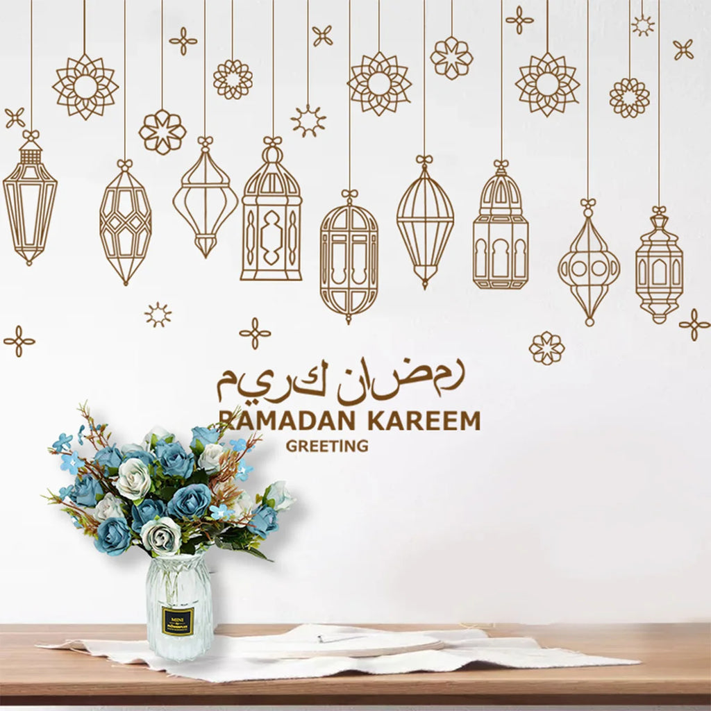 Eid Mubarak Window Sticker 2025 Kareem Ramadan Decor for Home Ramadan Mubarak Wall Sticker Islamic Muslim Wall Decals Decor