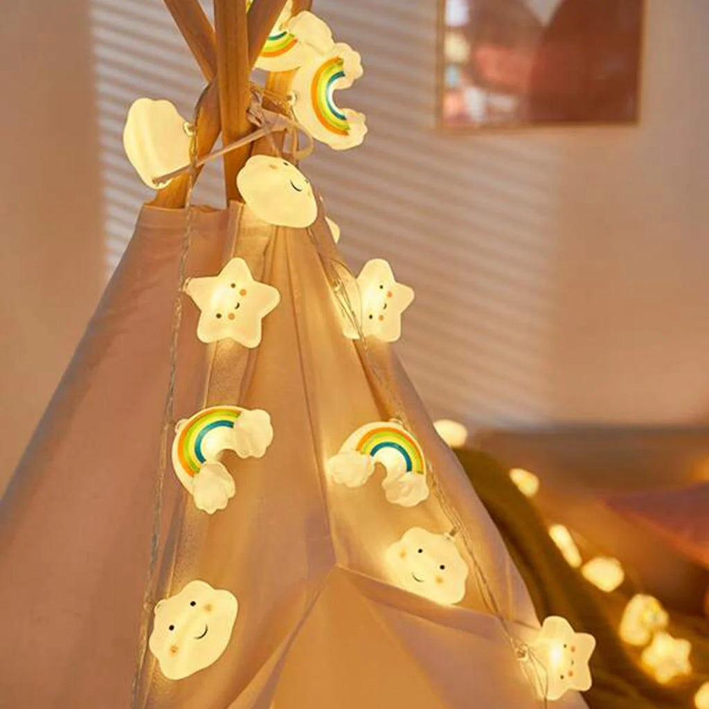 1PACK Rainbow, Star & Cloud String Lights, LED Decorative Fairy Light, Battery Powered Twinkle Lights for Party & Bedroom Decor