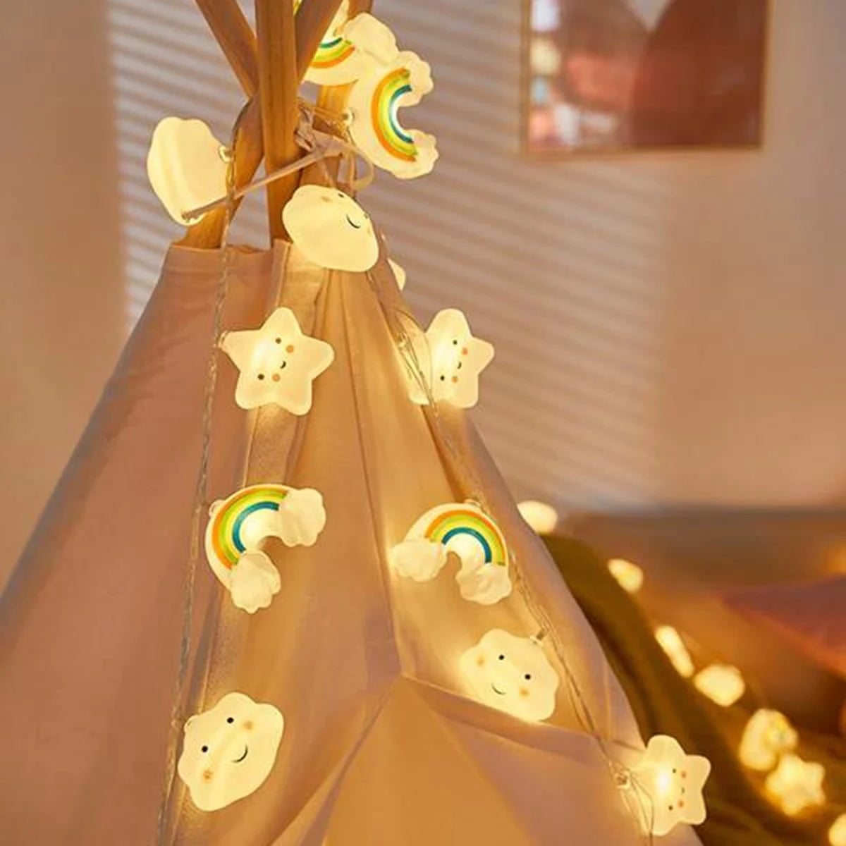 1PACK Rainbow, Star & Cloud String Lights, LED Decorative Fairy Light, Battery Powered Twinkle Lights for Party & Bedroom Decor