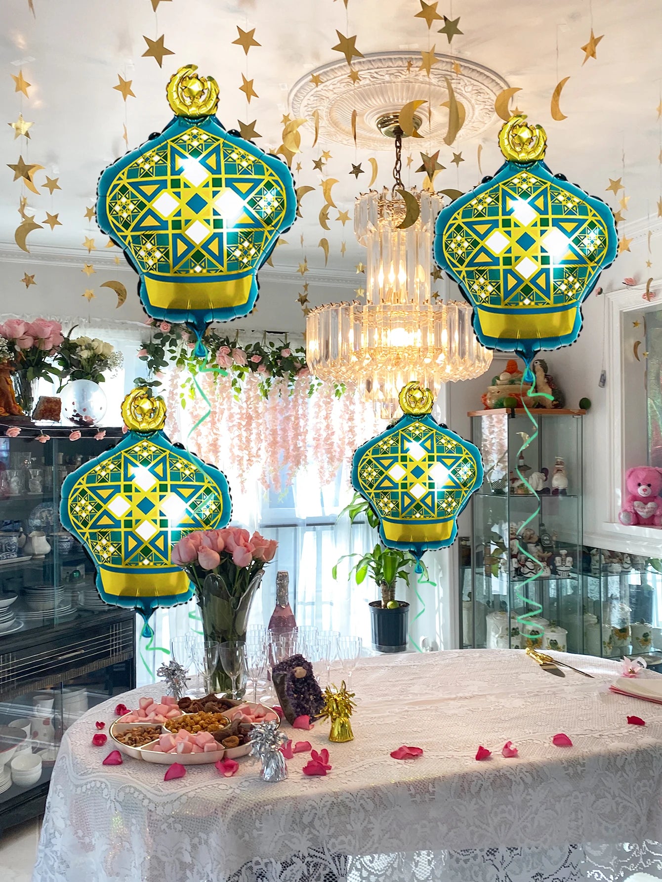 2/4pcs Green Ramadan Aluminum Foil Balloons for decoration, suitable for Ramadan, Eid al-Fitr parties,Eid celebrations.