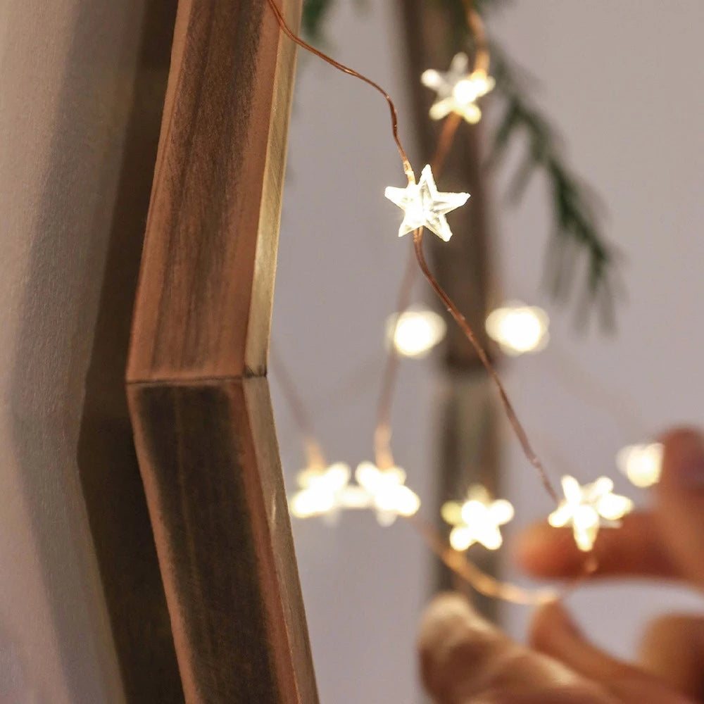 2m/4m/6m STARS Fairy Lights for Bedroom String Battery Powered Adapter Christmas Lights Garland Wedding Party Decoration Holiday